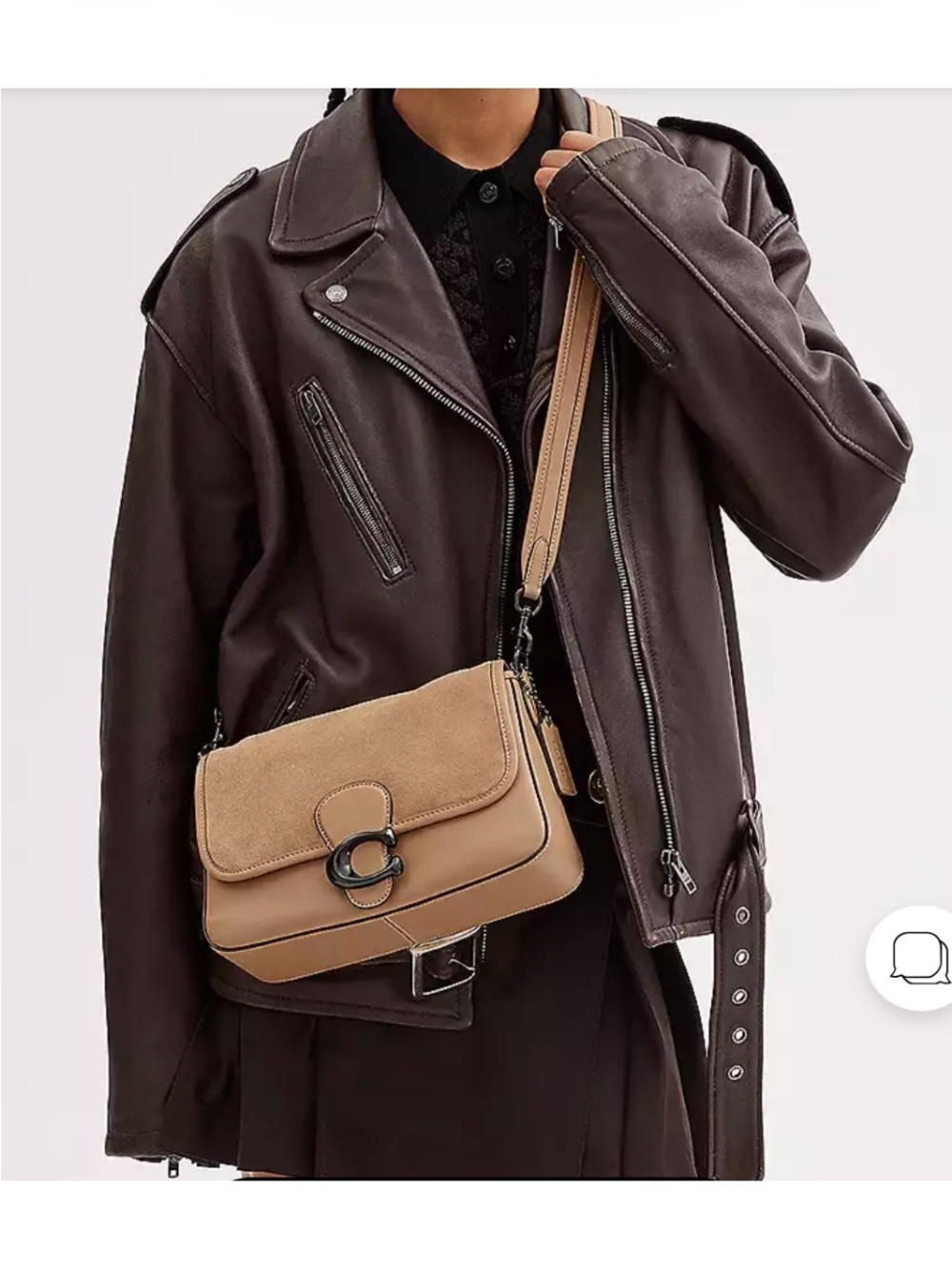 Coach Soft Tabby 26 Suede With Leather Shoulder And Crossbody Strap Toffee - Picture 3 of 17